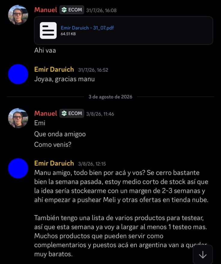 Emir repasa con Manu cómo viene la semana, el stock y los productos que va a testear